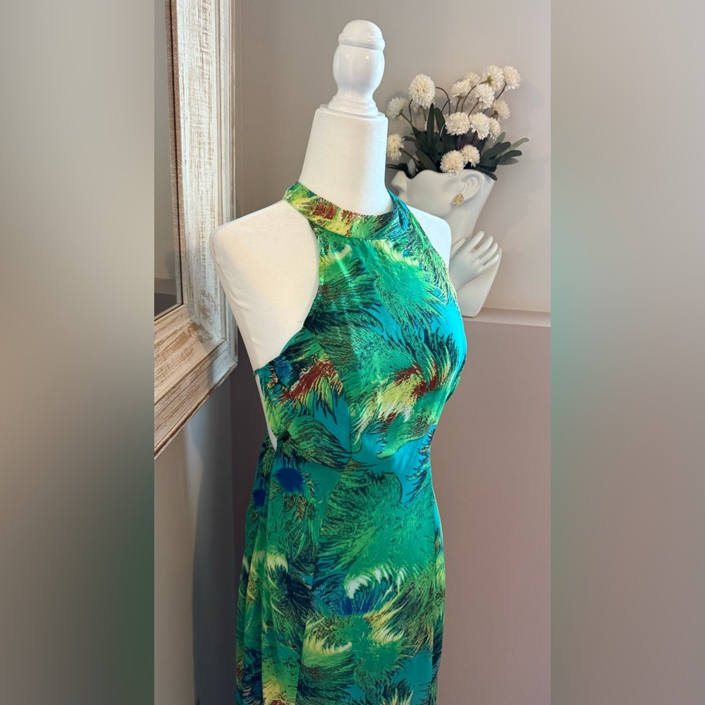 Lulus Women’s Small Blue and Green Tropical Vacation Print Maxi‎ Dress - Picture 7 of 9